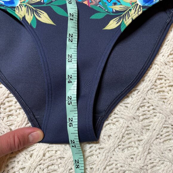 NWOT Johnny Was Floral Zip Rash Guard One-Piece‎ Swimsuit Navy Multicolor XS - Picture 4 of 8